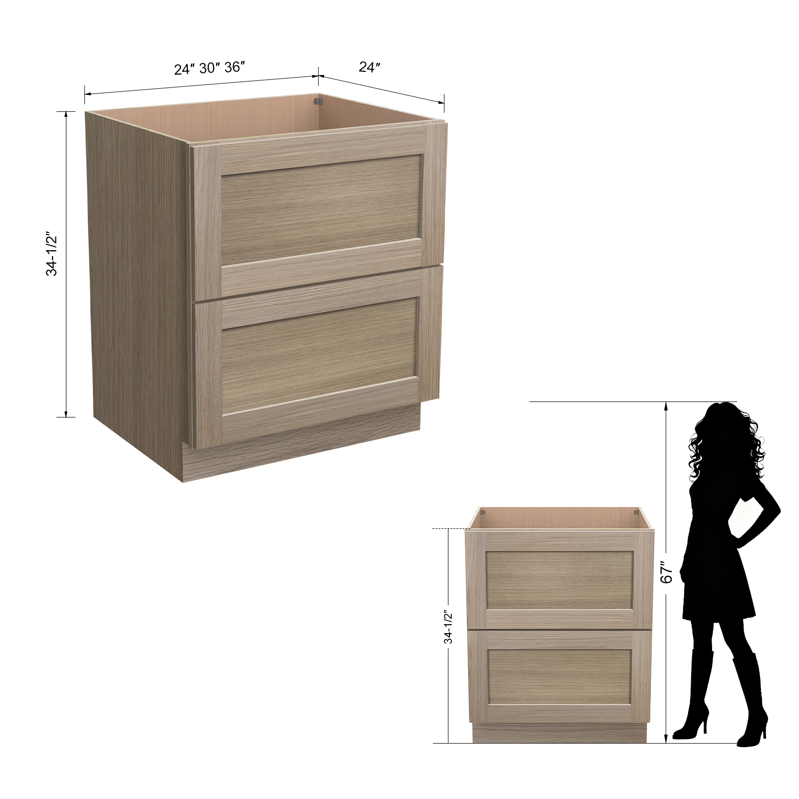 Two Drawer Bases DB36-2